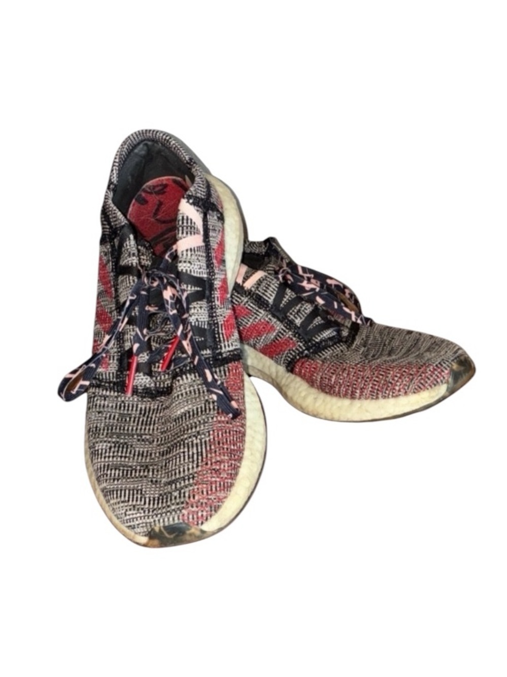 Adidas Ren zhe Sneakers women's 9 PUREBOOST GO 2019 Black Red Mesh trainers euc